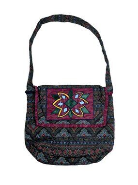 Large Handmade Boho Embroidered Tote Bag Cotton Hippie Shoulder Strap Quilted